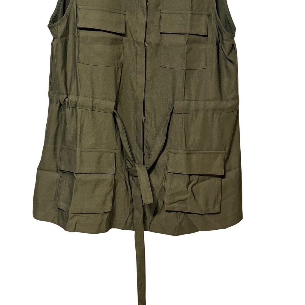 Ninexis Womens Olive Green Utility Vest Sleeveless Button Up Cargo Pocket L NEW - Picture 4 of 9